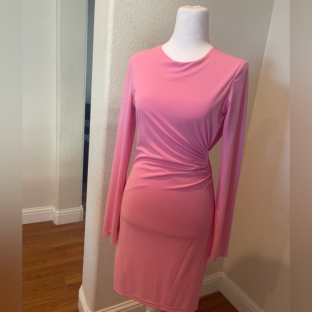 ZARA Long-sleeved Pink Mini Dress
